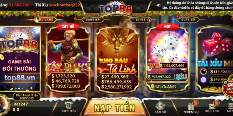 Giao diện cổng game đẹp mắt